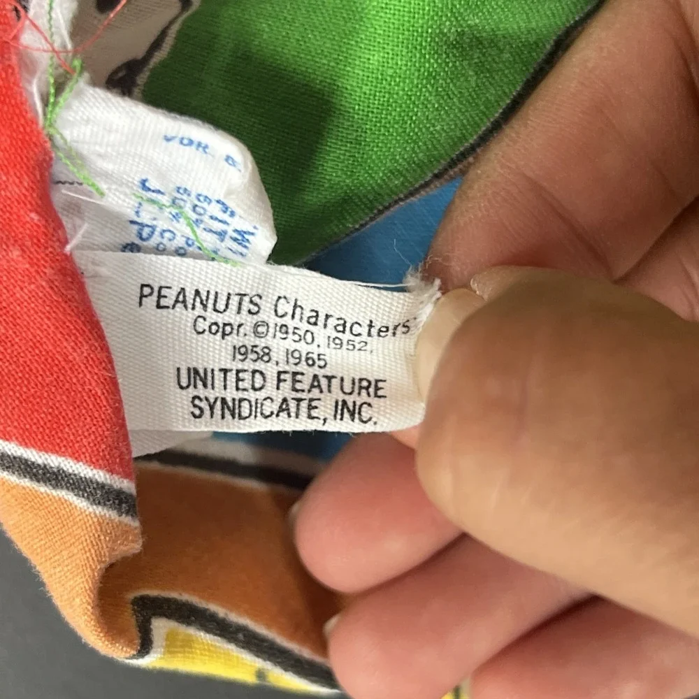 VTG 1960s-70's Peanuts JC Penney Muslin Twin Fitted Sheet Charlie Snoopy READ